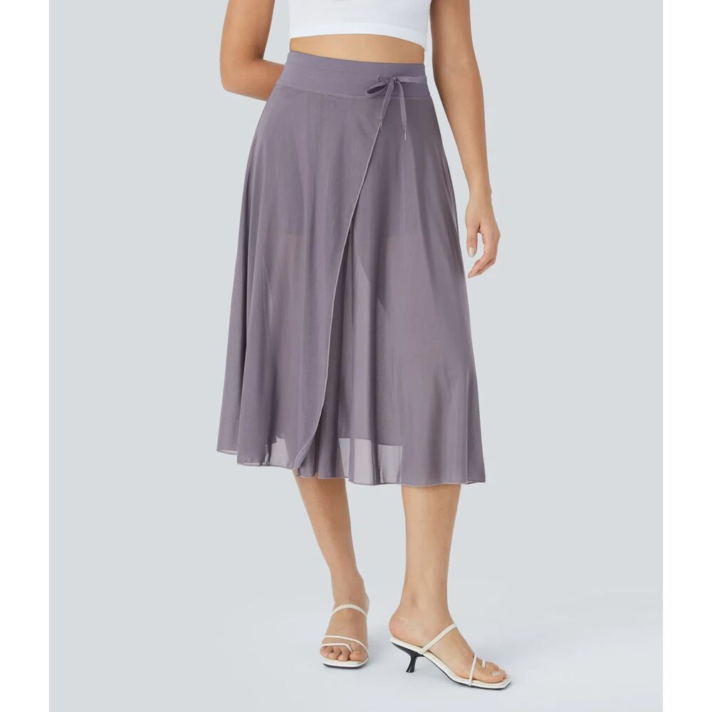 NWT Halara Stardust Mauve High Waisted Midi Flare Casual Skirt Womens Large